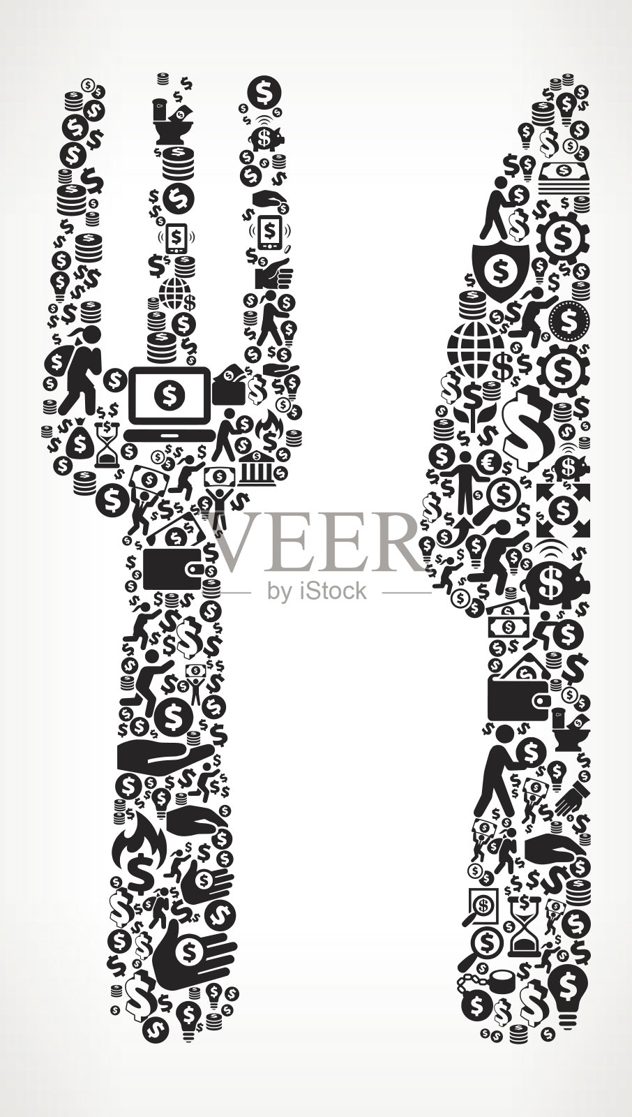 食物器具金钱和金融黑色和白色图标背景插画图片素材