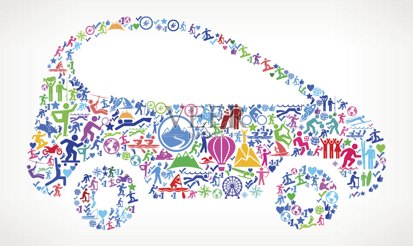 汽车活跃的生活方式矢量图标模式插画图片素材