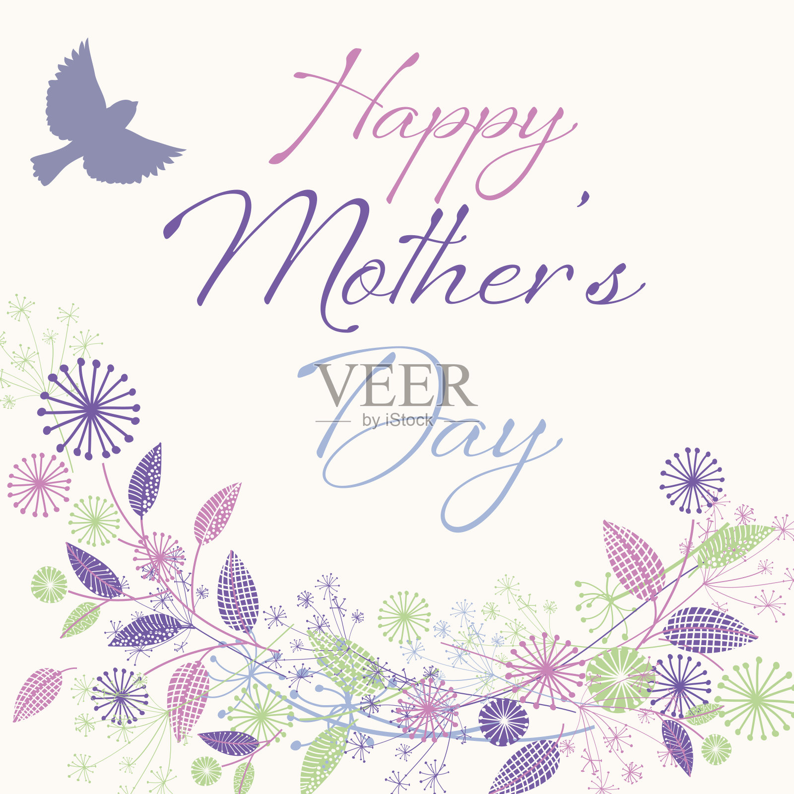 带有花卉图案的母亲节贺卡插画图片素材