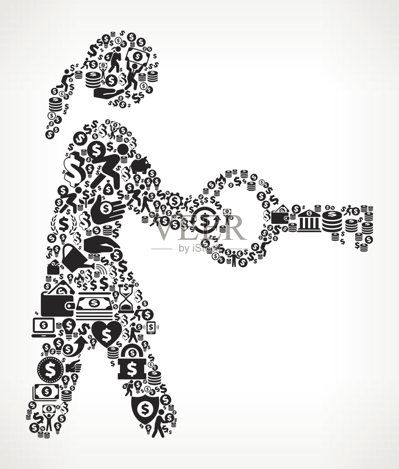 回答关键的金钱和金融黑白图标背景插画图片素材