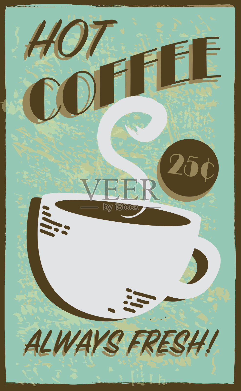 复古风格的热咖啡餐厅标志插画图片素材