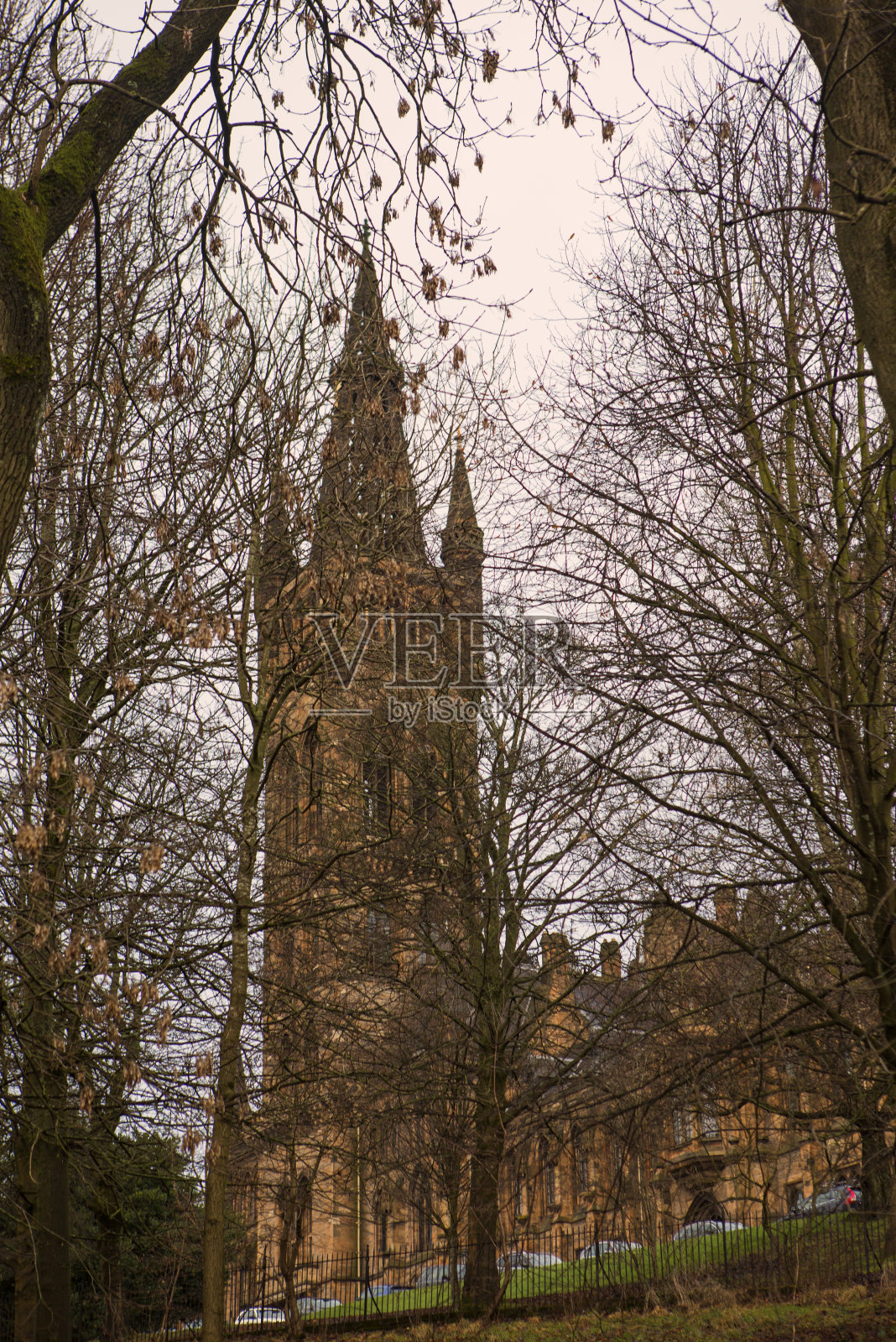 历史悠久的格拉斯哥大学主楼塔位于英格兰苏格兰照片摄影图片