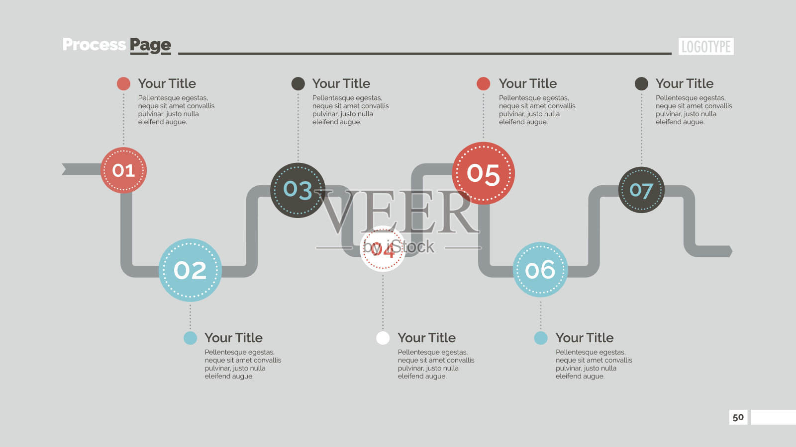 七步图幻灯片模板插画图片素材