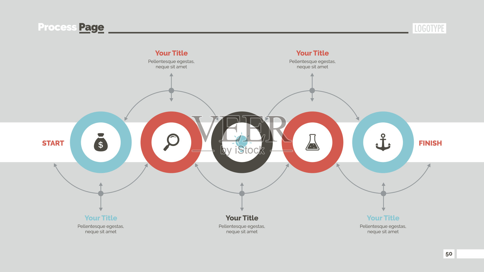 五圈工作流程幻灯片模板设计模板素材