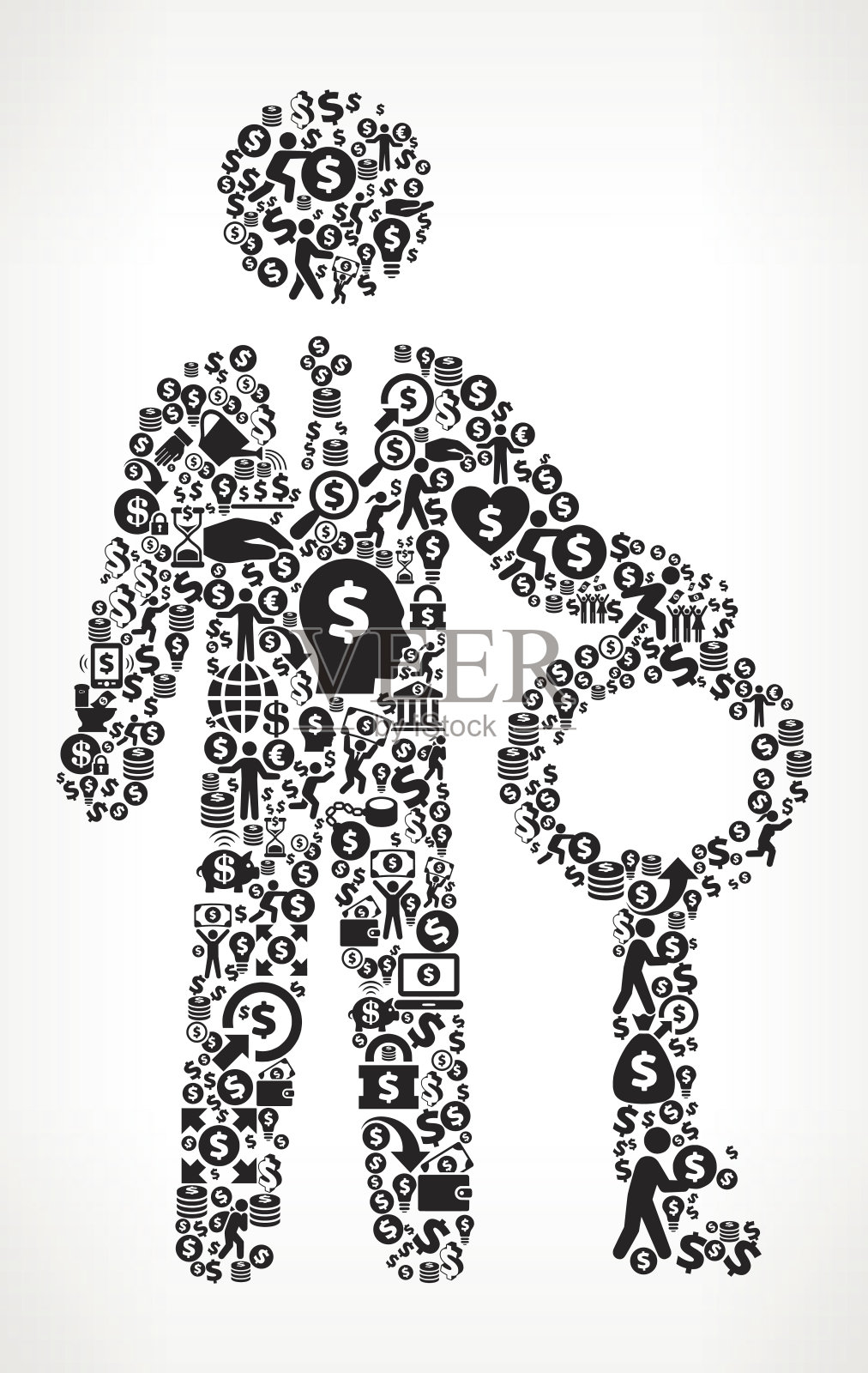 回答关键的金钱和金融黑白图标背景插画图片素材