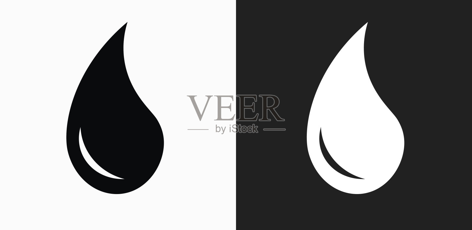 水滴图标上的黑色和白色矢量背景插画图片素材