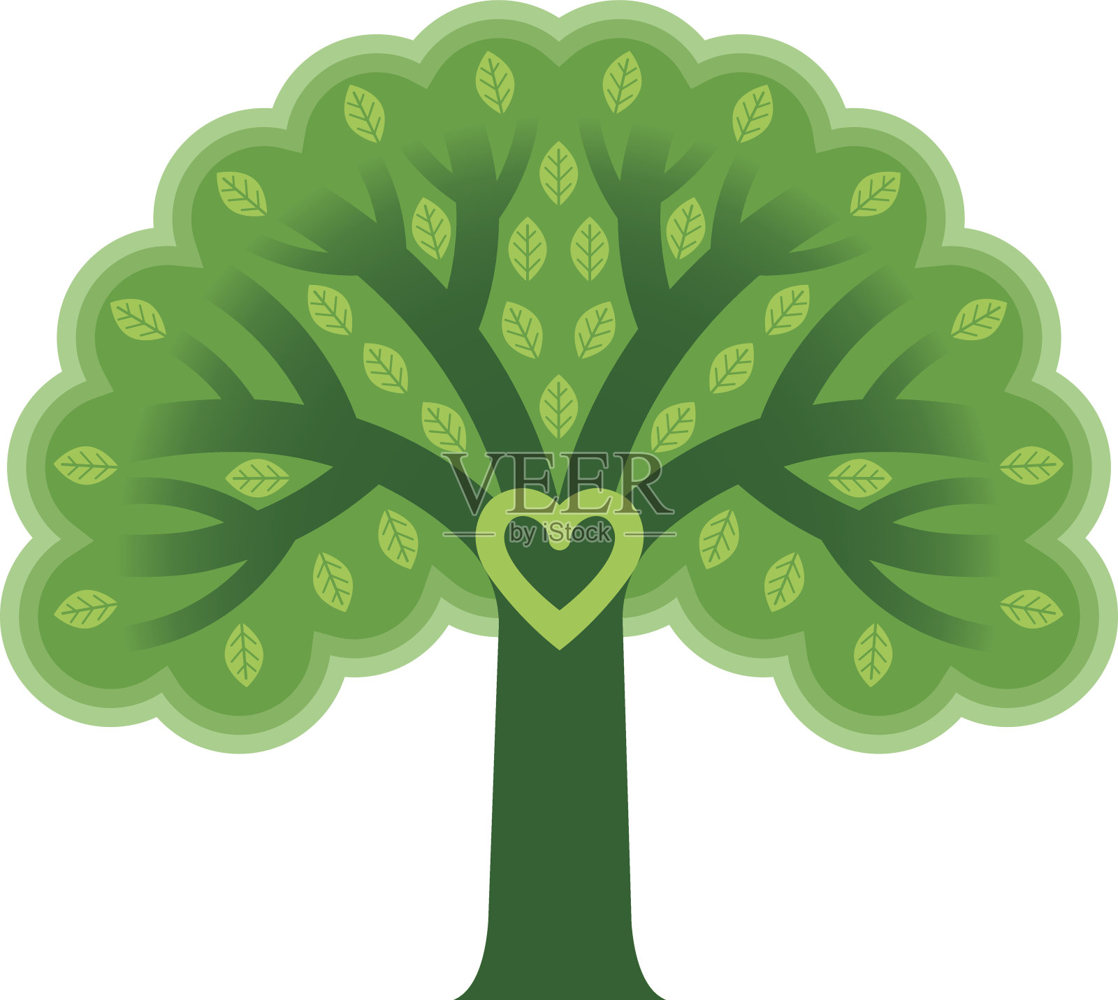 绿树向量插图与心插画图片素材