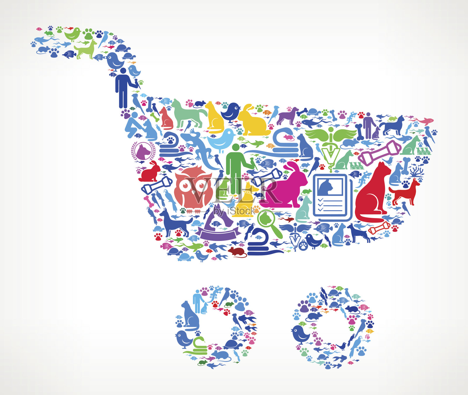 购物车宠物和动物矢量图标背景插画图片素材