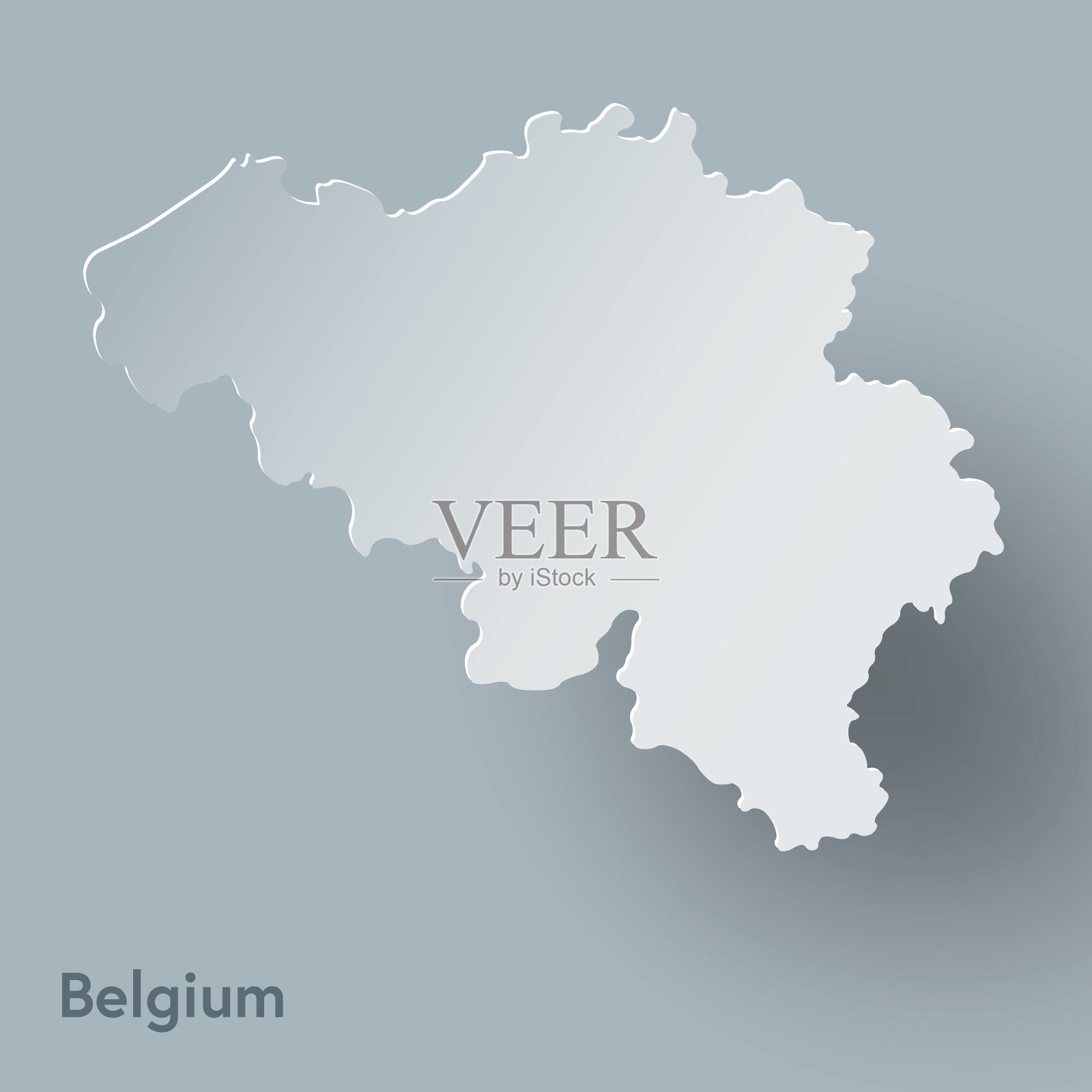 比利时地图在白色和阴影插画图片素材