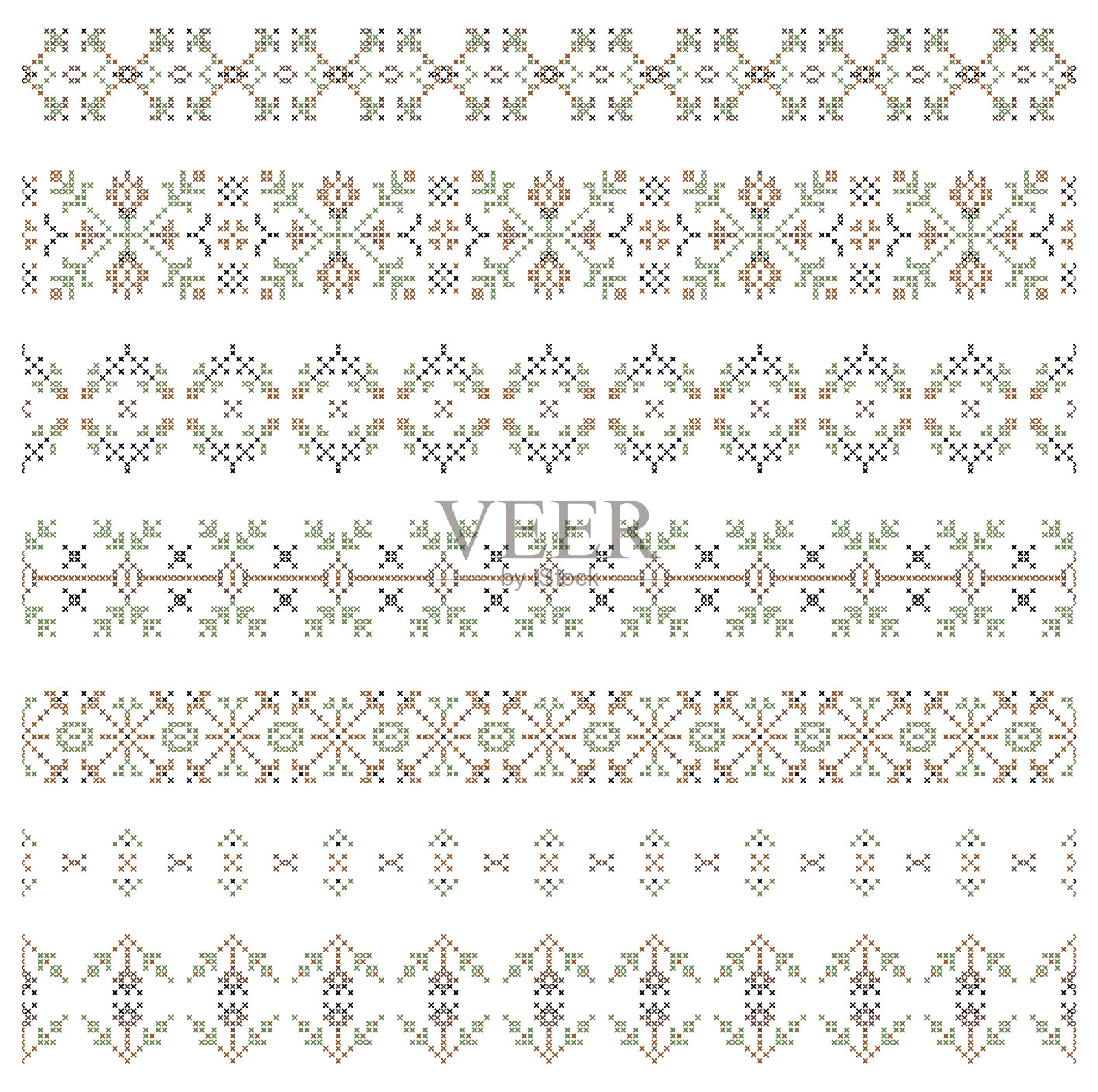 一套绣花图案插画图片素材