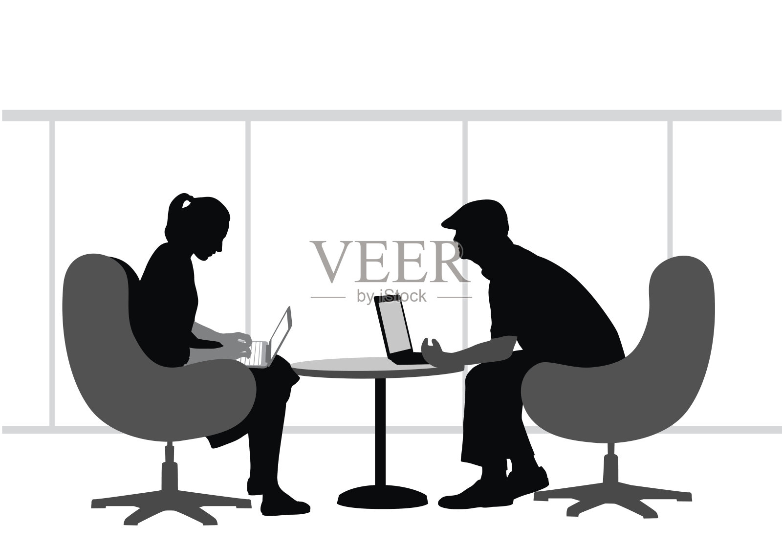 舒服的椅子笔记本电脑插画图片素材