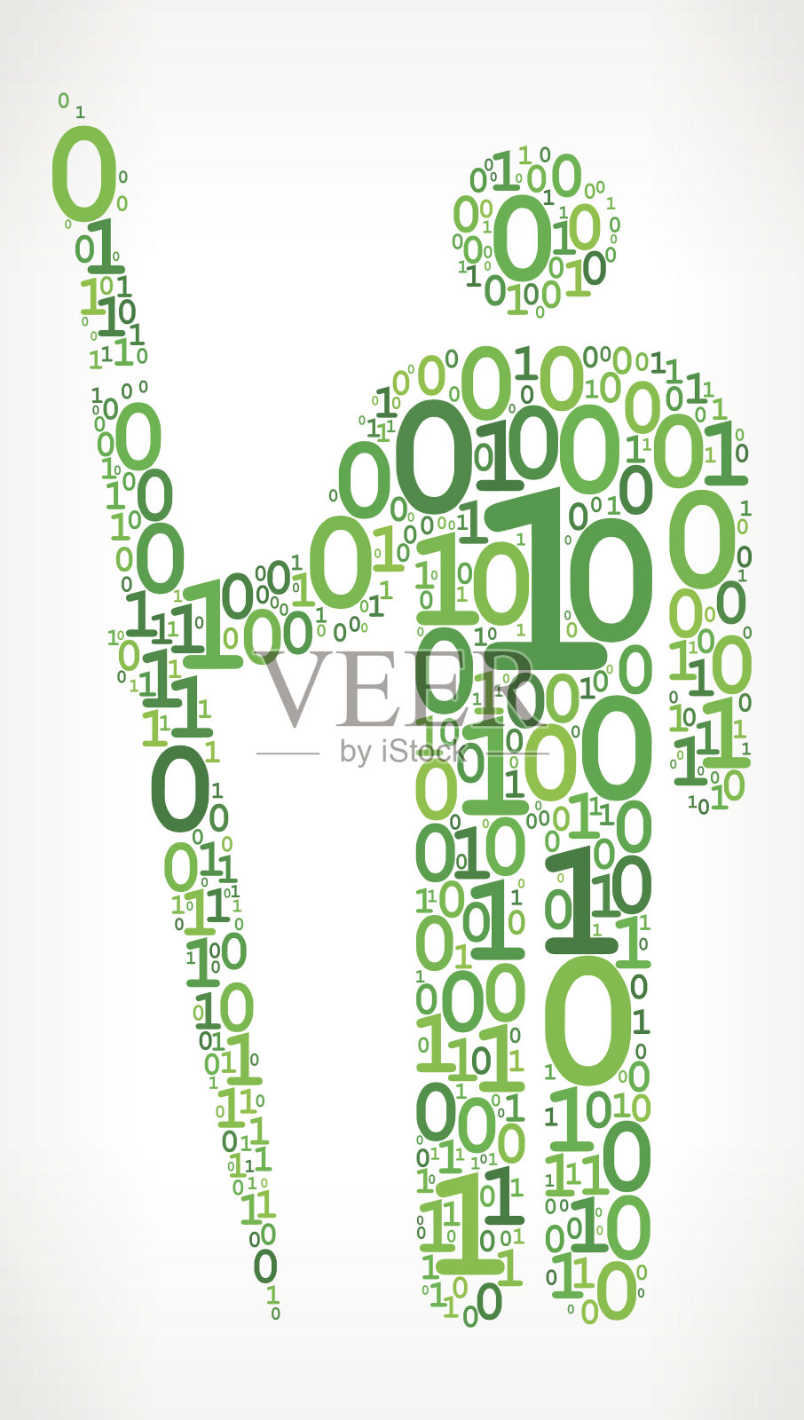 Stick figure Holding Brush二进制Code Zero One Vector插图插画图片素材