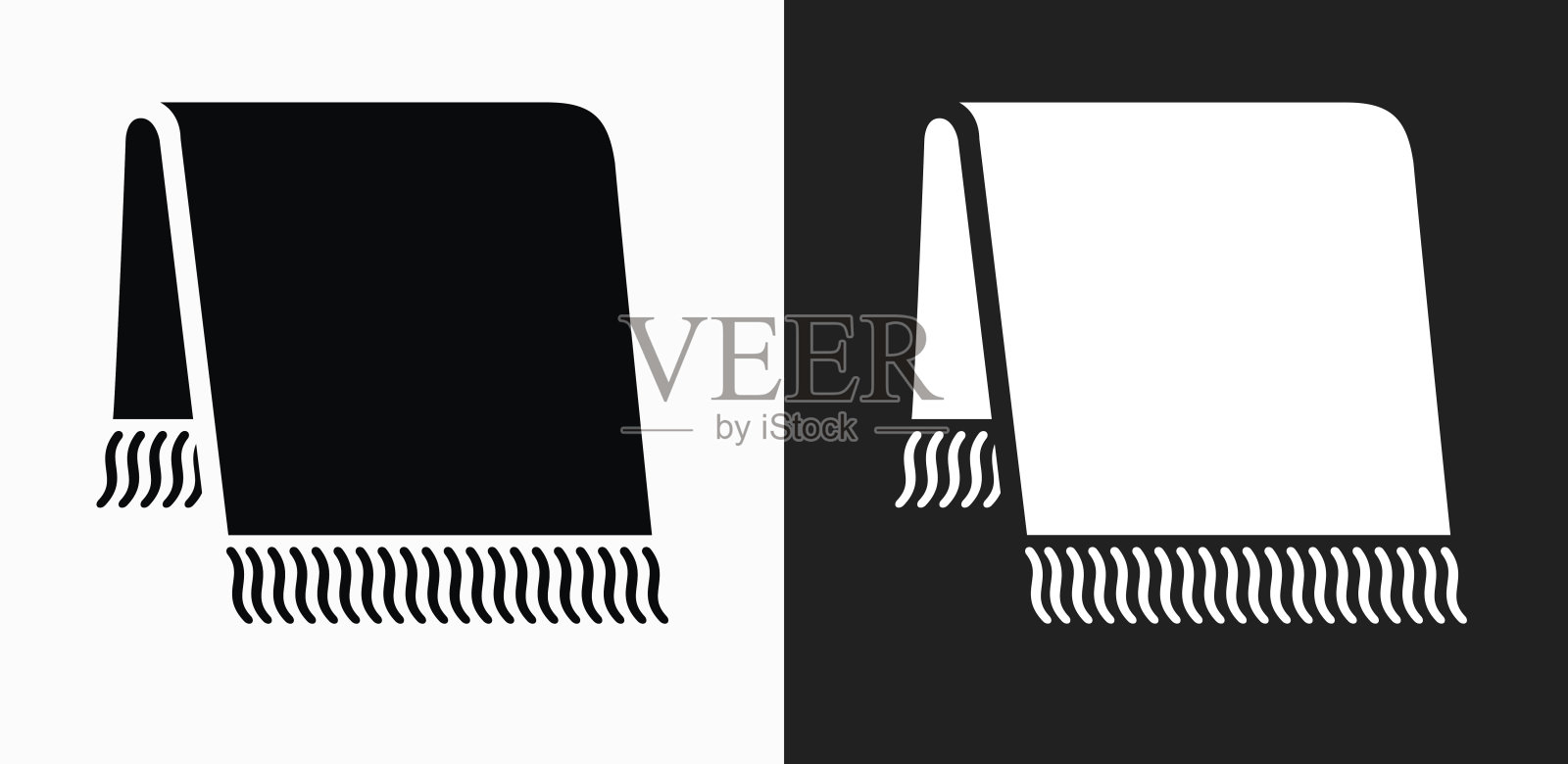 浴巾图标上的黑色和白色矢量背景插画图片素材