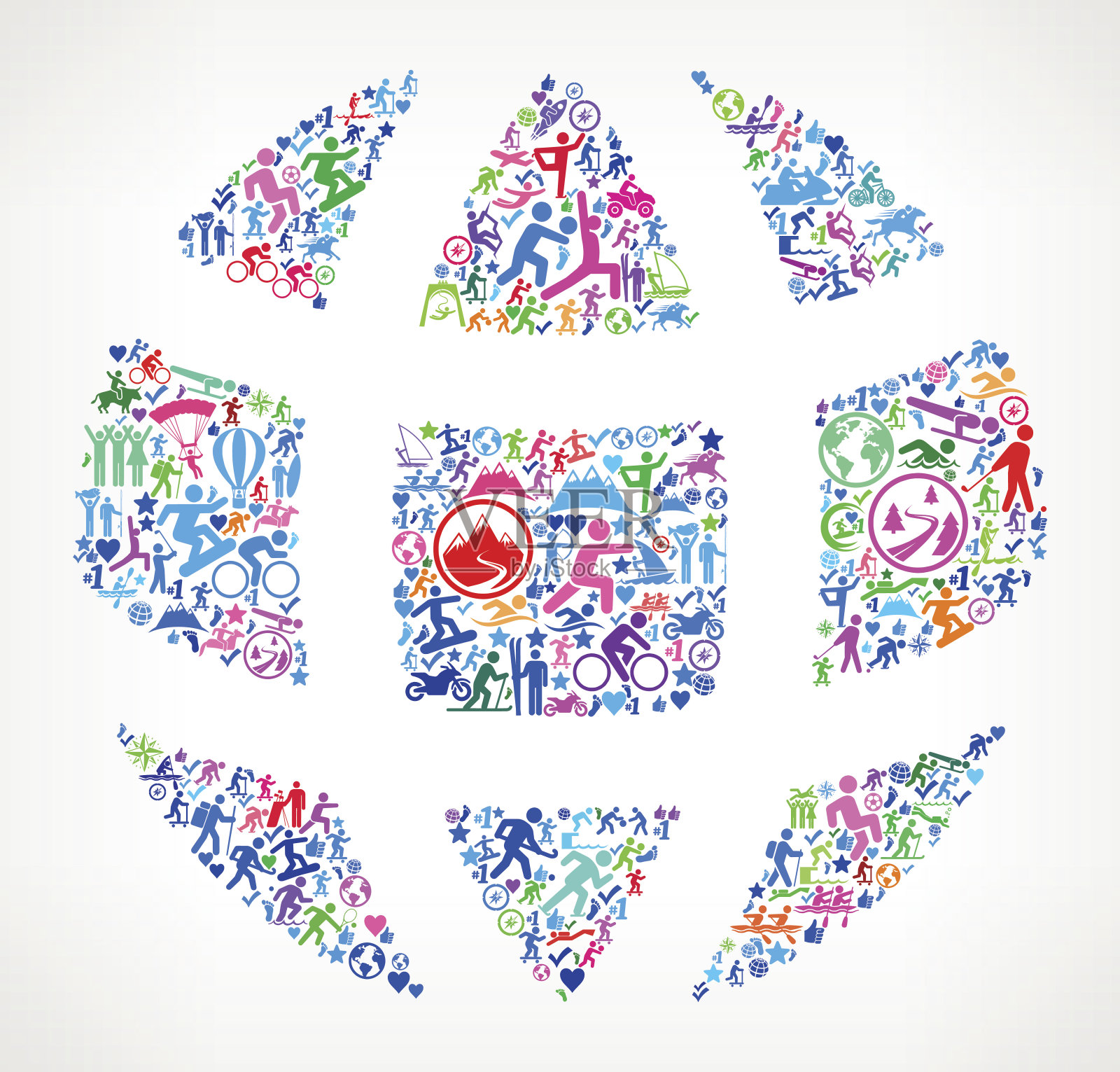 全球活跃的生活方式矢量图标模式插画图片素材