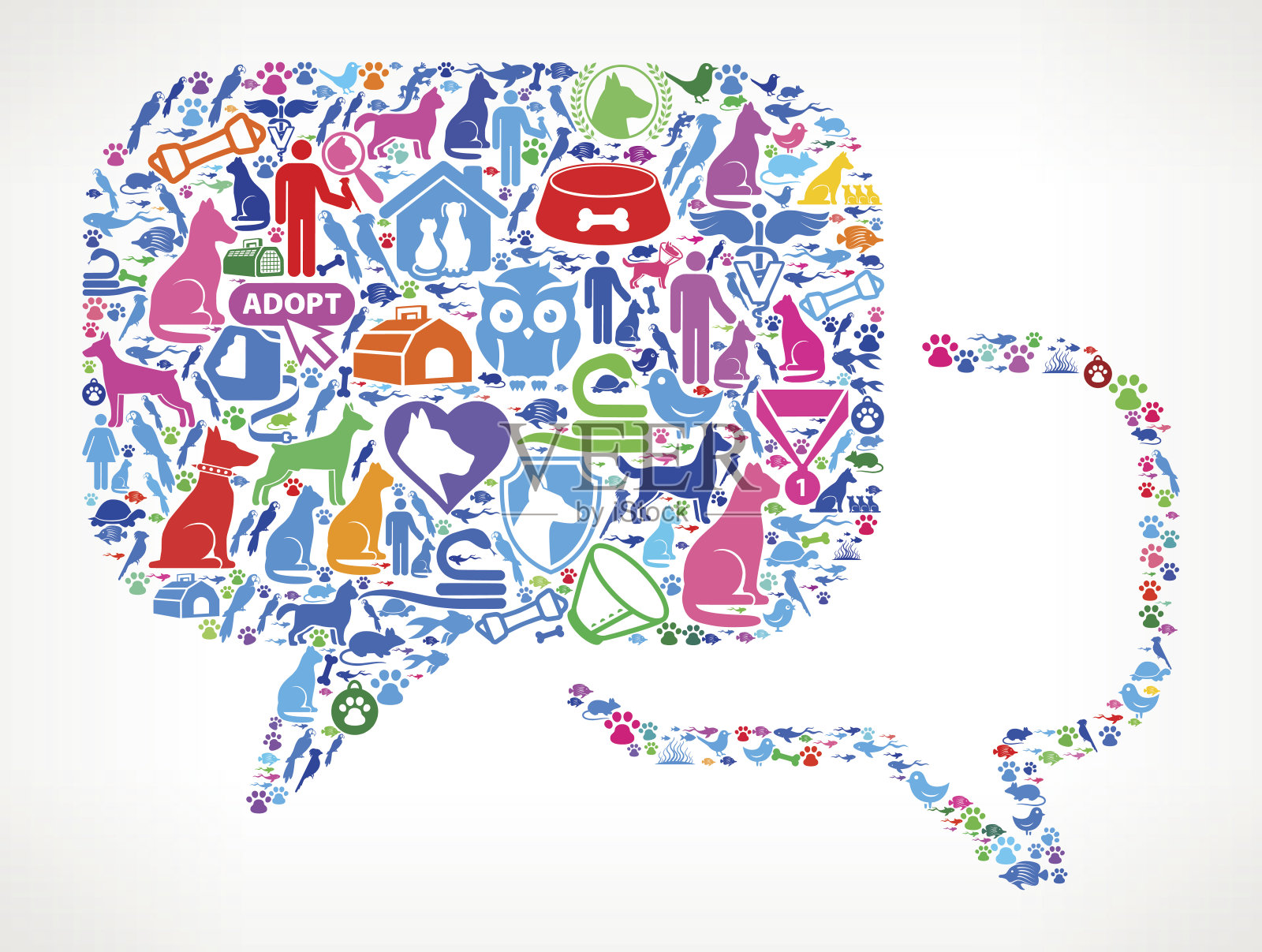 聊天气泡宠物和动物矢量图标背景插画图片素材