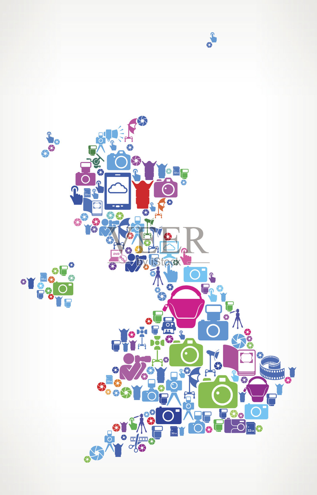英国摄影和相机矢量图标背景插画图片素材