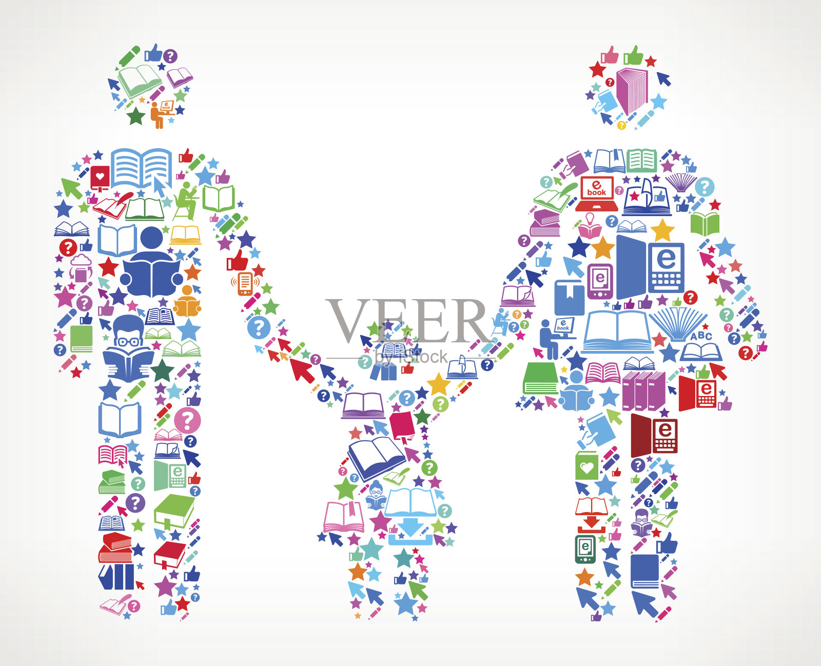 家庭阅读书籍和教育矢量图标背景插画图片素材