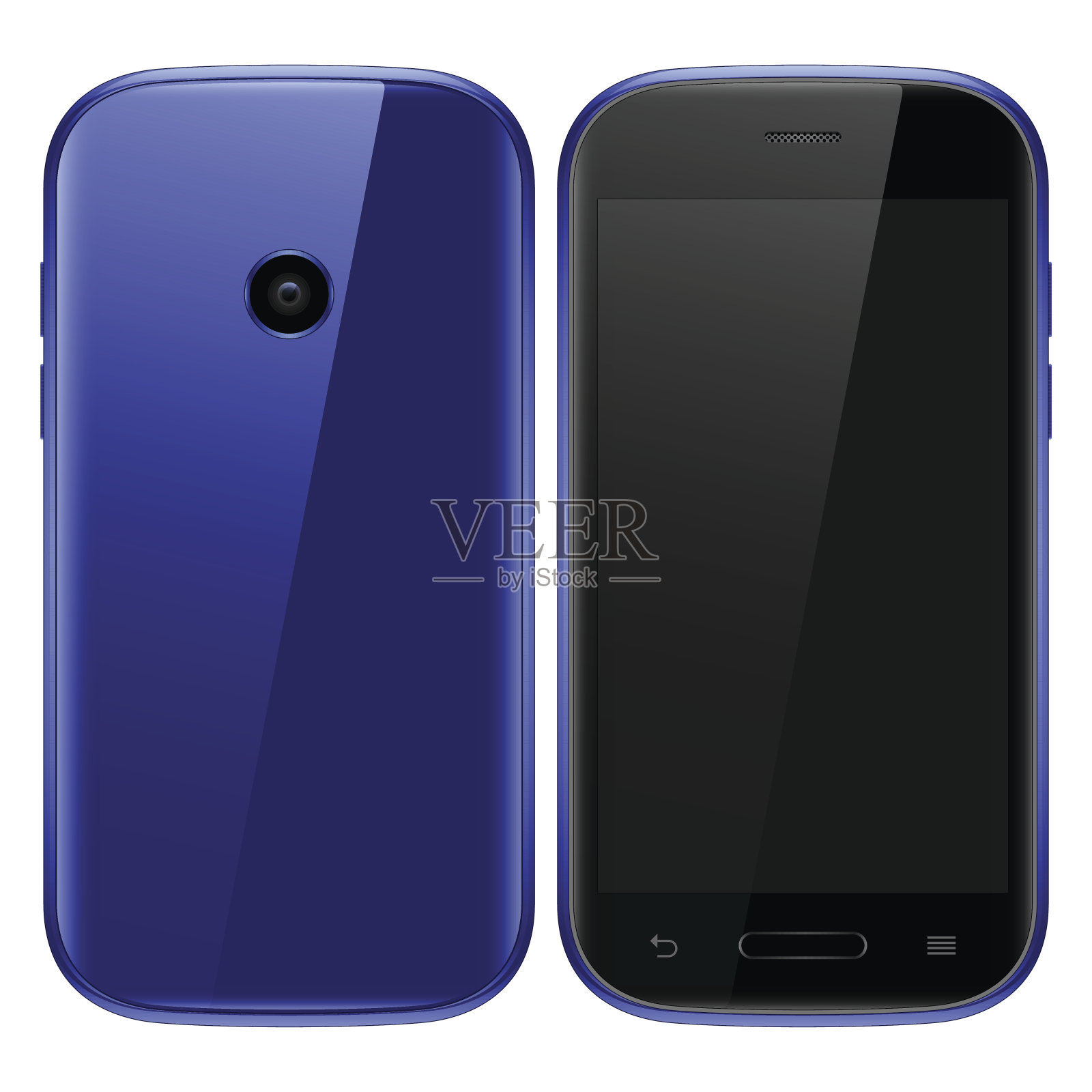 蓝宝石蓝智能手机，黑屏插画图片素材