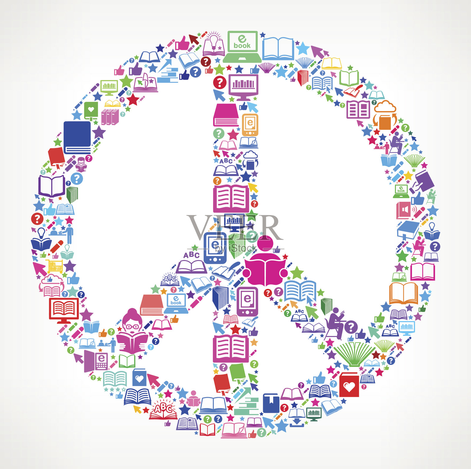 和平标志阅读书籍和教育矢量图标背景插画图片素材