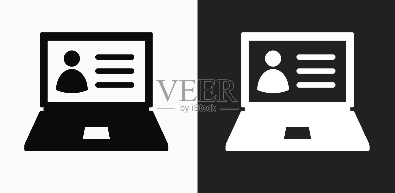 在黑色和白色矢量背景上的计算机联系信息图标设计元素图片