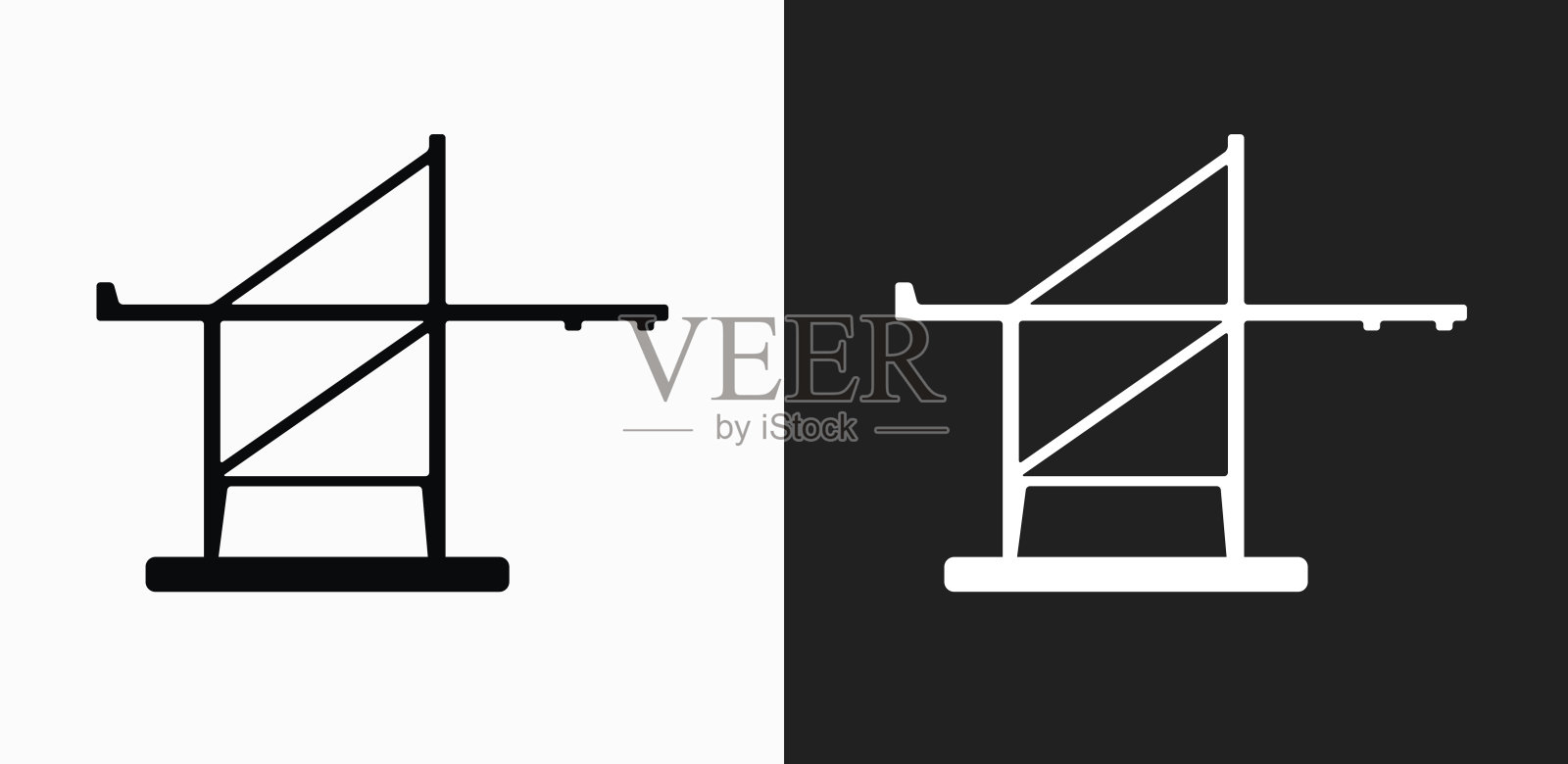 货运升降机图标上的黑色和白色矢量背景插画图片素材