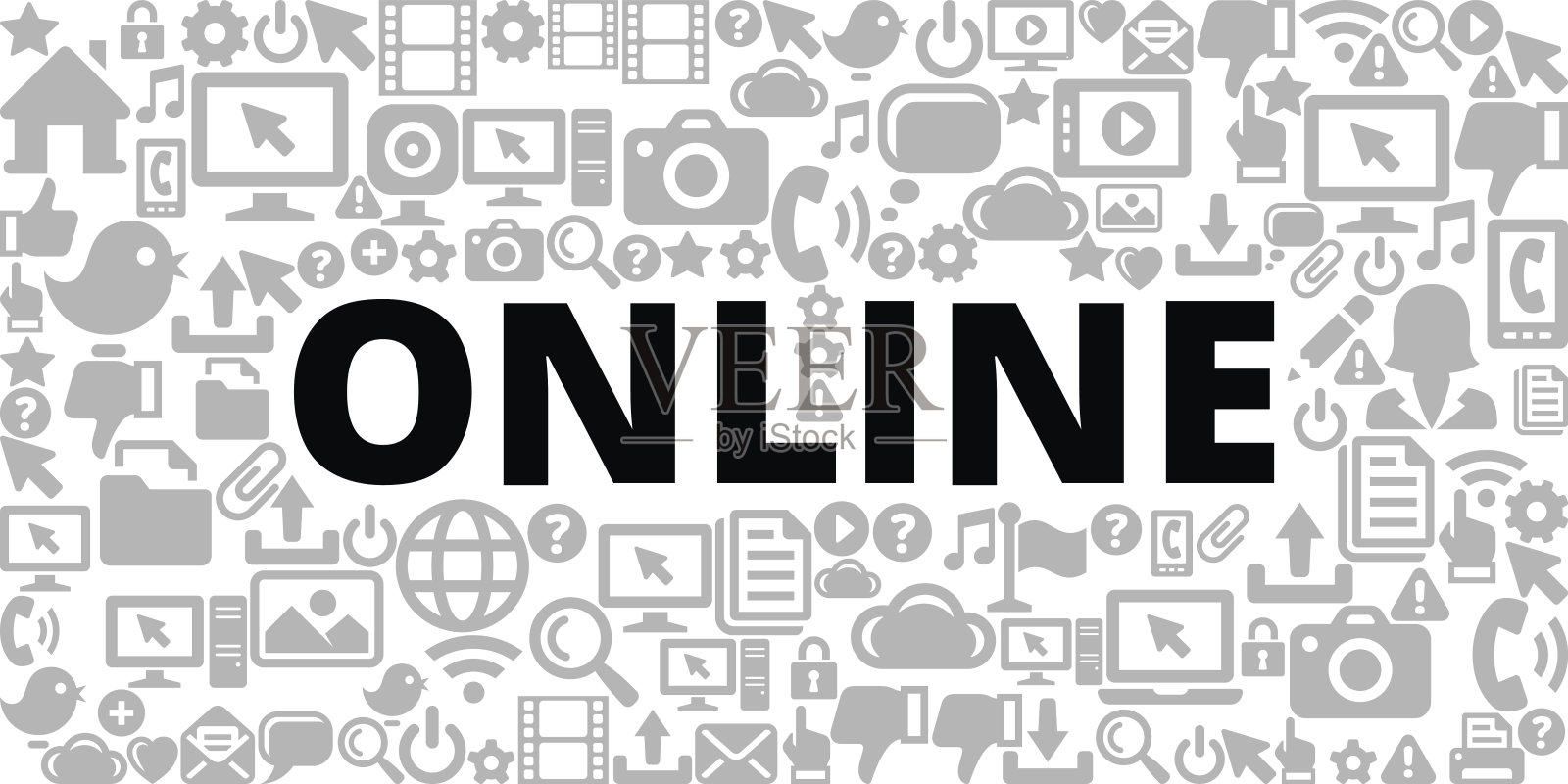 在线上技术互联网通信矢量图标背景插画图片素材