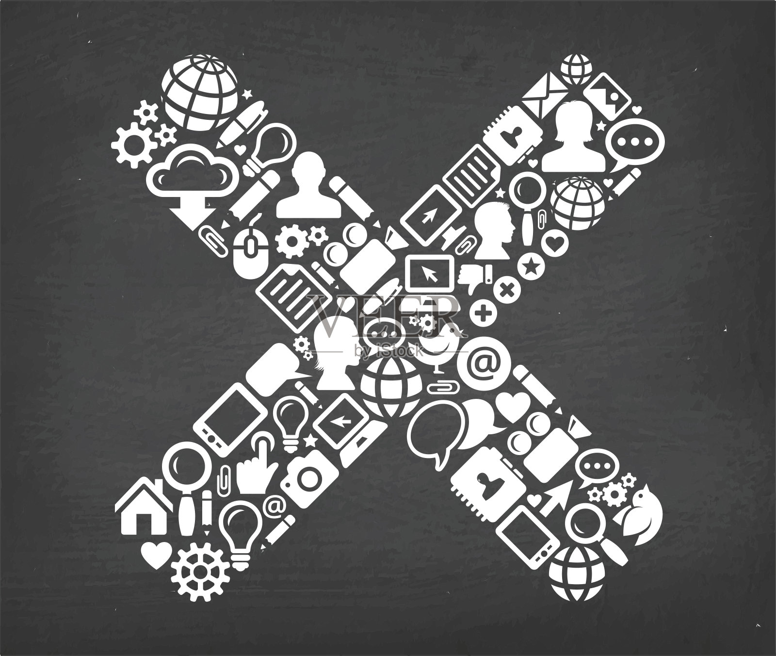 X符号免版税向量社交网络和互联网图标集插画图片素材