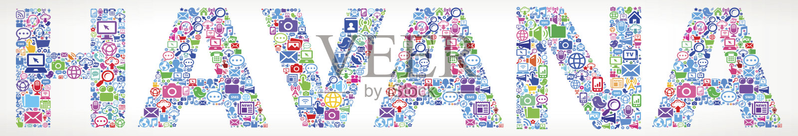 哈瓦那未来和互联网通信技术矢量按钮插画图片素材