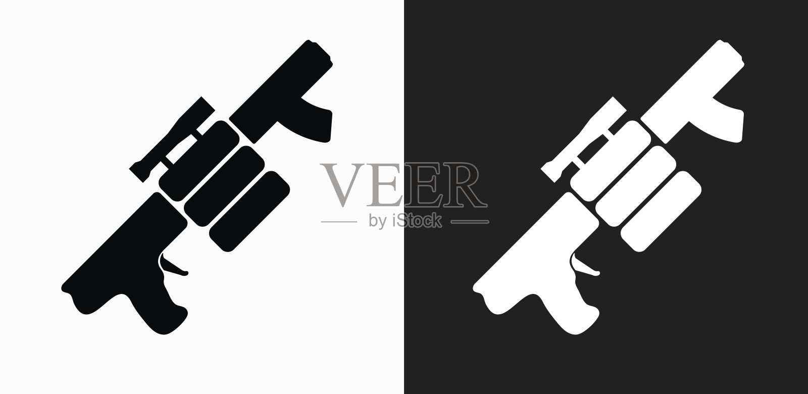 气枪和备用子弹图标上的黑色和白色矢量背景设计元素图片