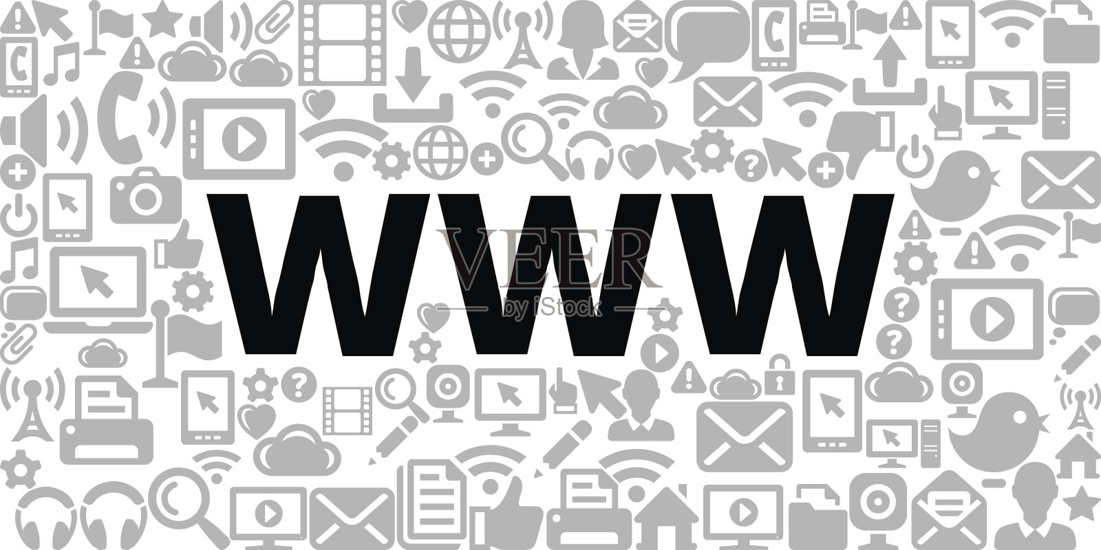万维网上的技术互联网通信矢量图标背景插画图片素材