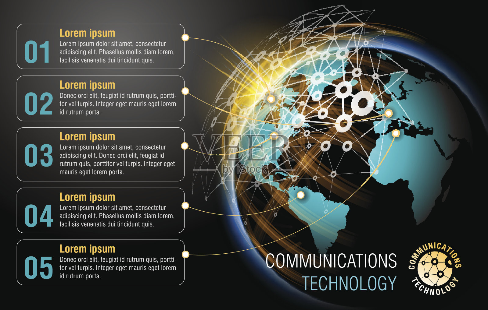 传单设计的例子。全球通信。插画图片素材