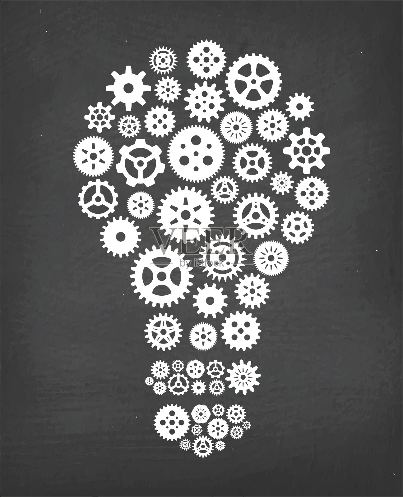 灯泡齿轮和小齿轮模式矢量图标集。插画图片素材