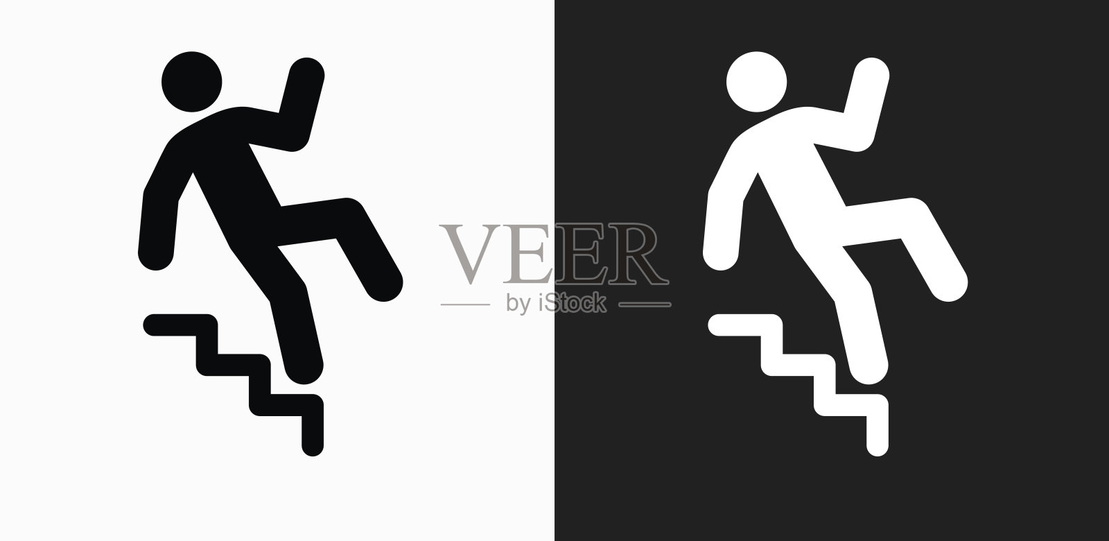 下落楼梯图标上的黑色和白色矢量背景插画图片素材