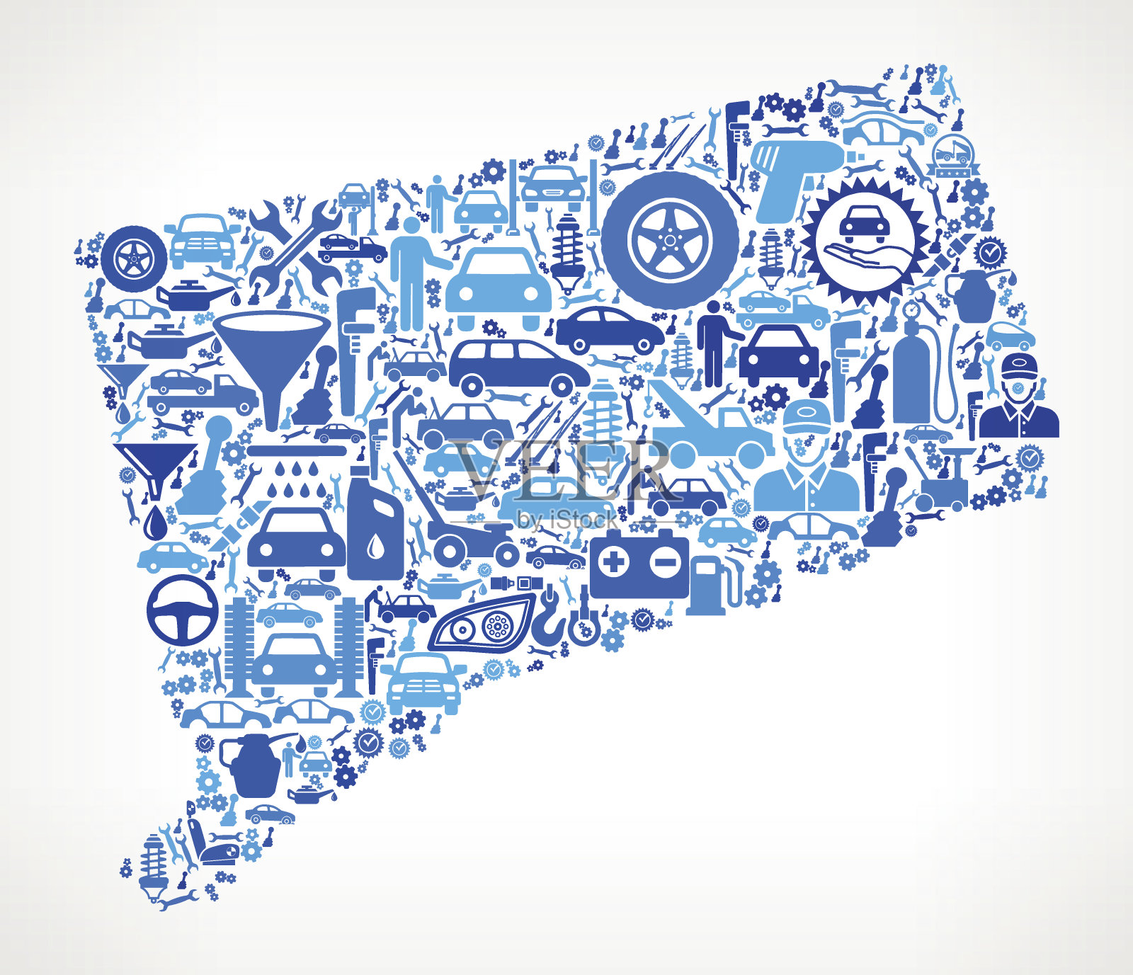 康涅狄格州汽车修理汽车和汽车图标背景插画图片素材