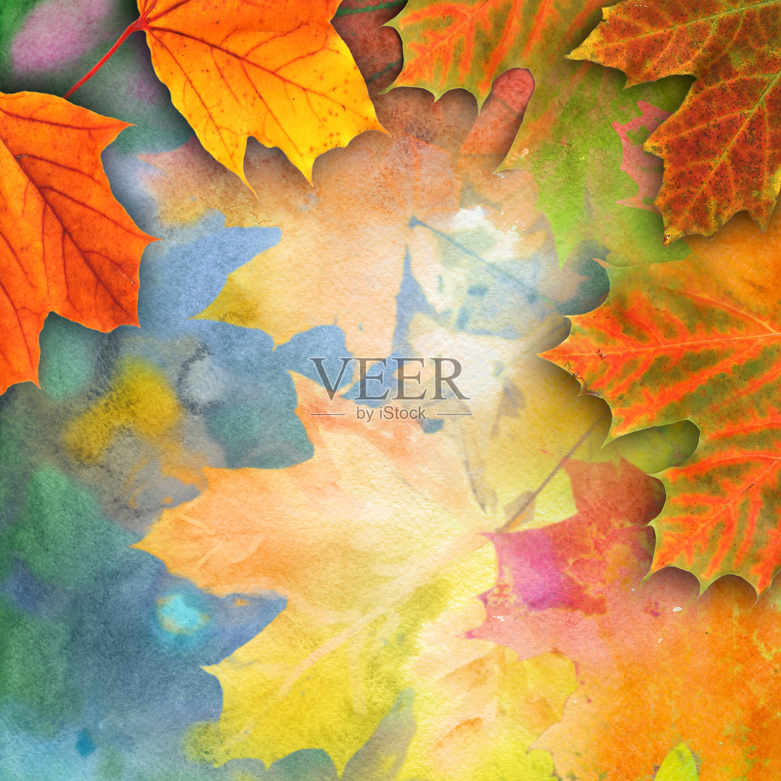 水彩秋天背景插画图片素材