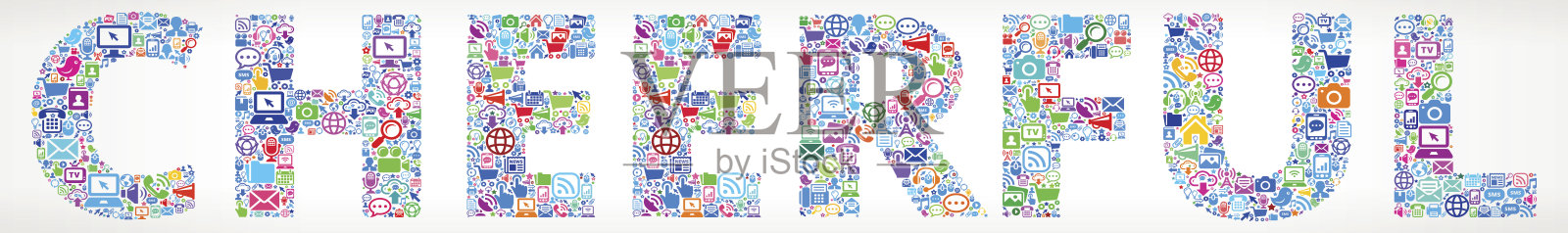 乐观未来与互联网通信技术矢量按钮。插画图片素材