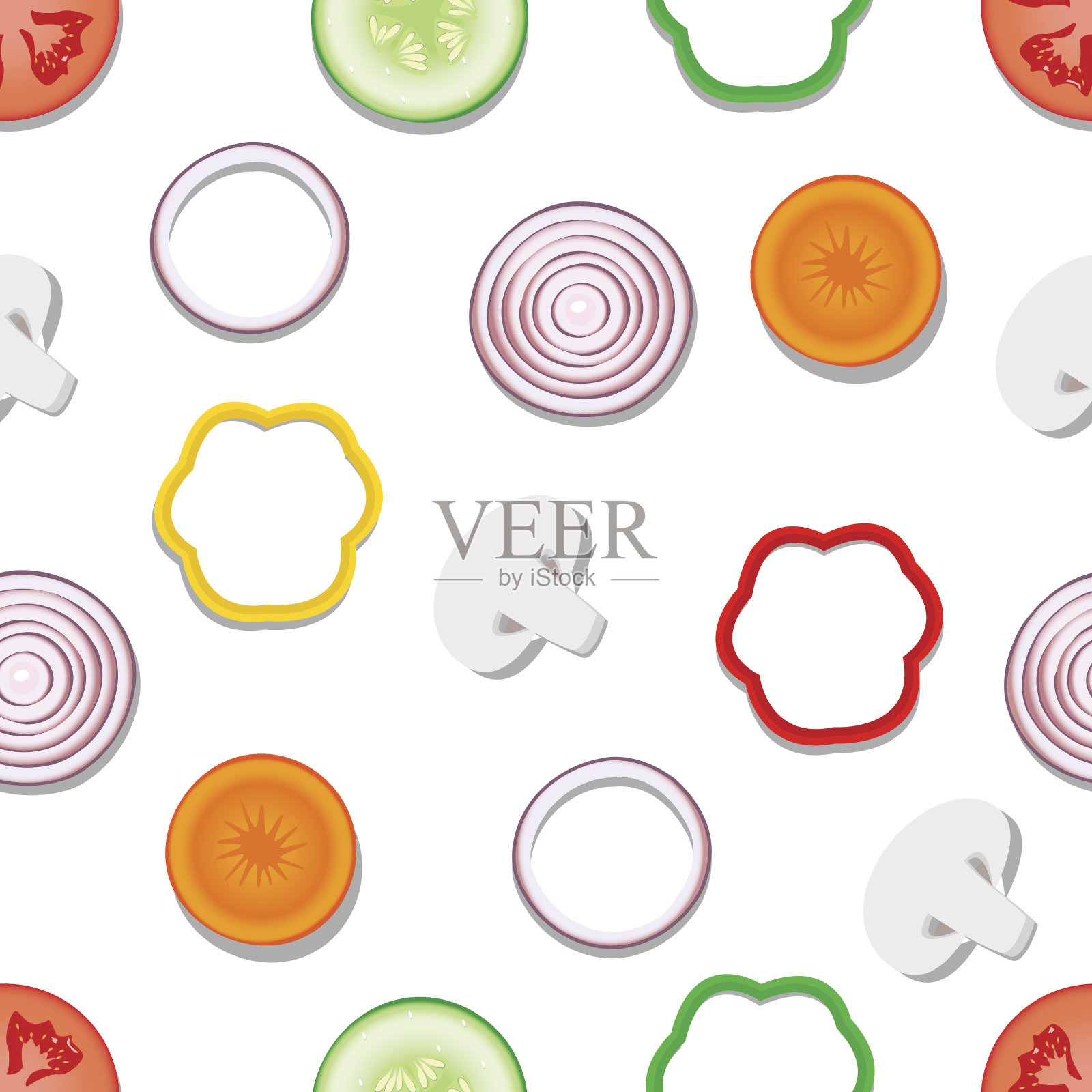 蔬菜切片无缝设计插画图片素材