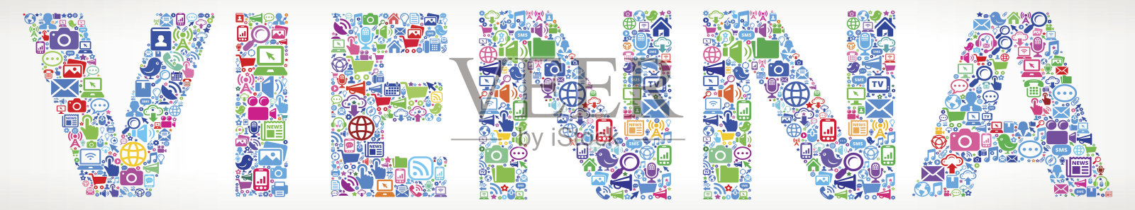 维也纳未来和互联网通信技术矢量按钮插画图片素材