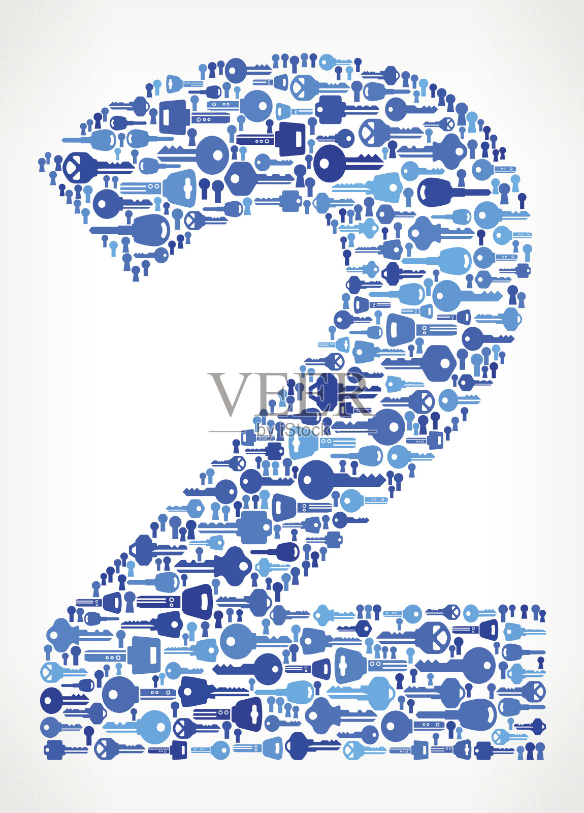 2号蓝色钥匙和安全图标背景插画图片素材