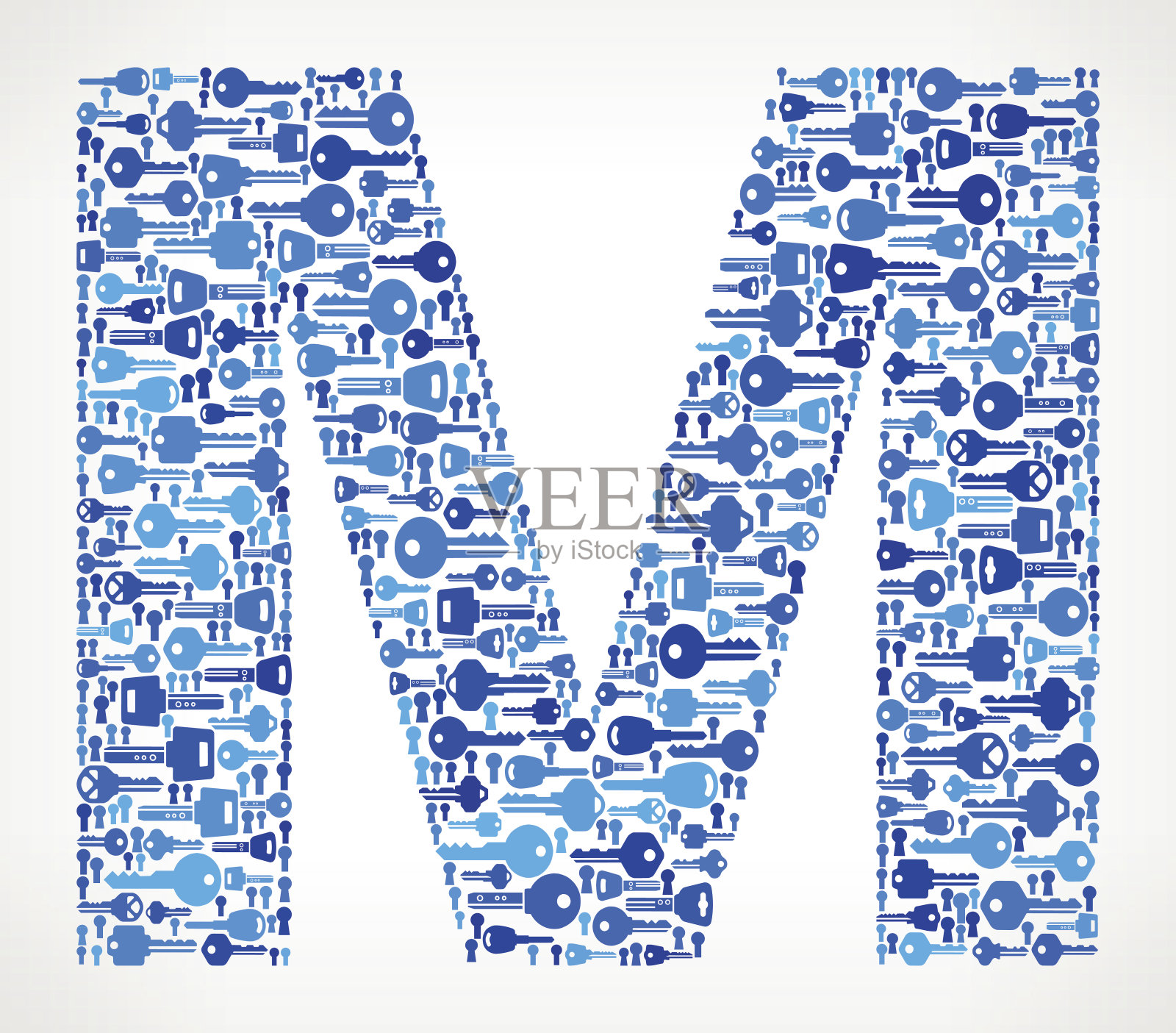 字母M蓝色钥匙和安全图标背景插画图片素材