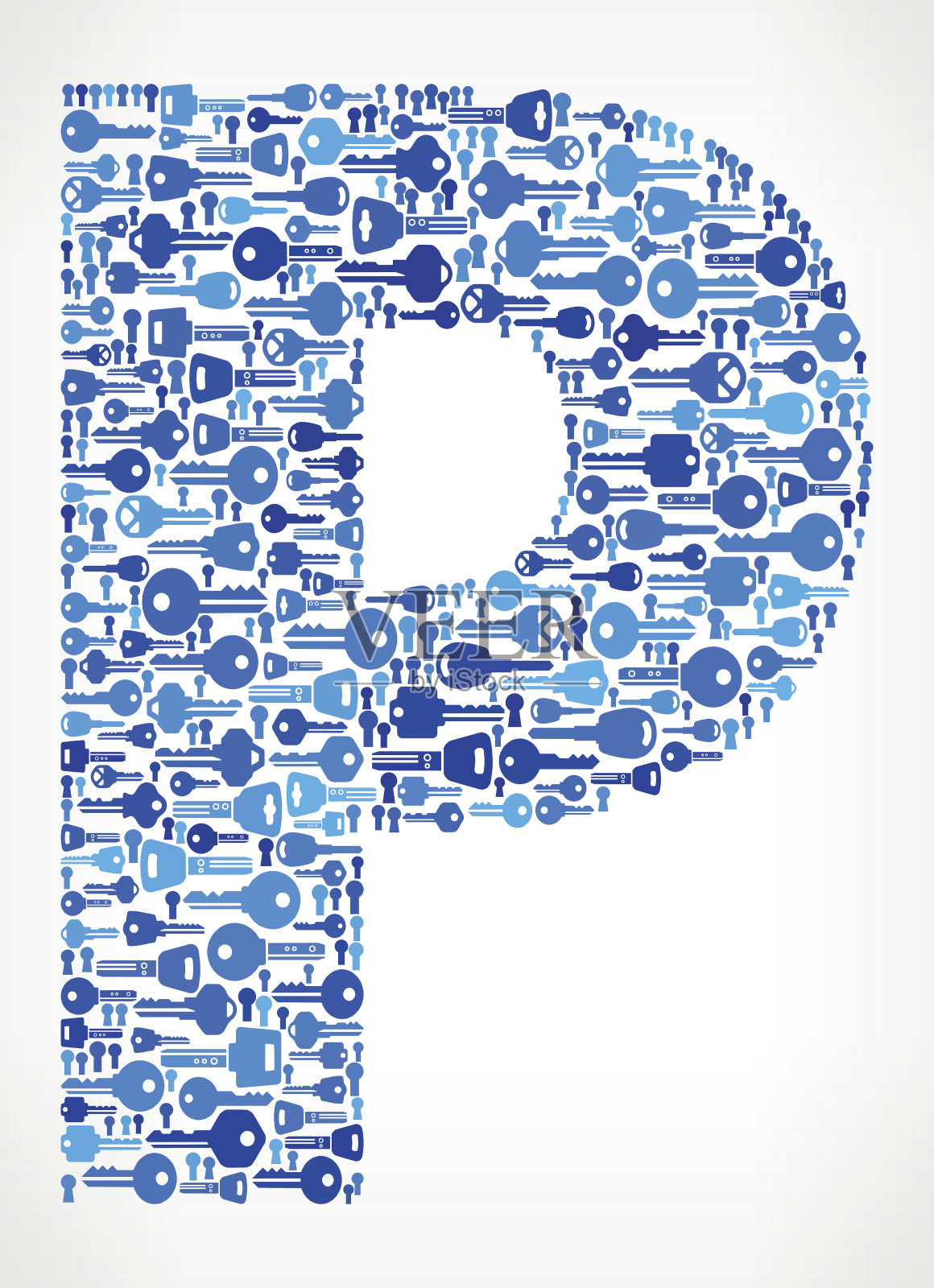 字母P蓝键和安全图标背景插画图片素材