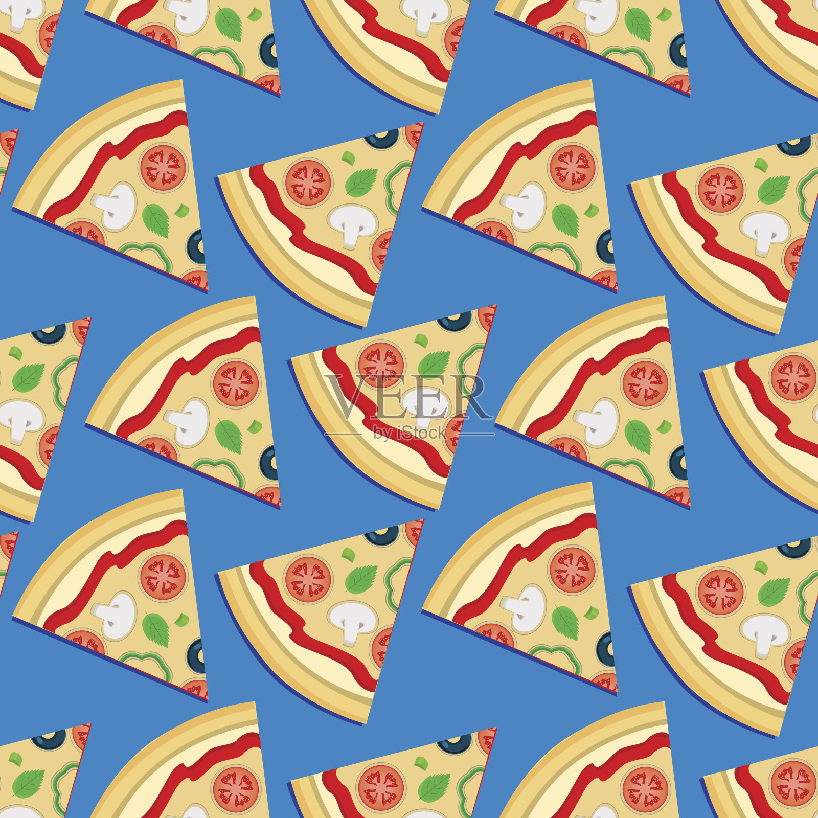 素食披萨无缝设计插画图片素材