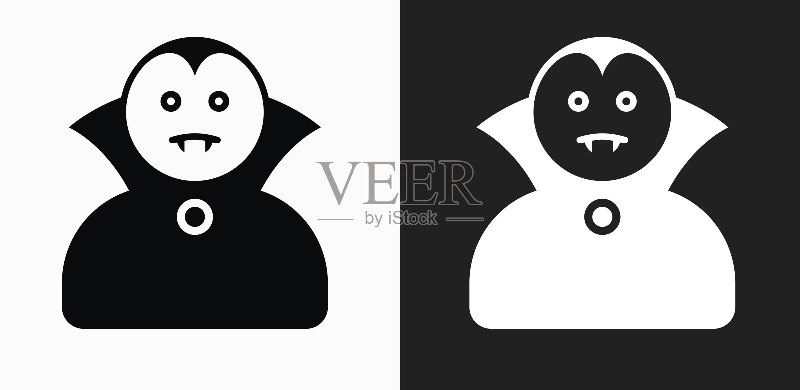 德古拉万圣节服装图标上的黑色和白色矢量背景插画图片素材