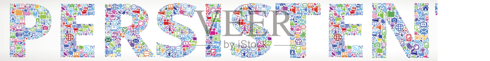 执着未来与互联网通信技术矢量按钮。插画图片素材