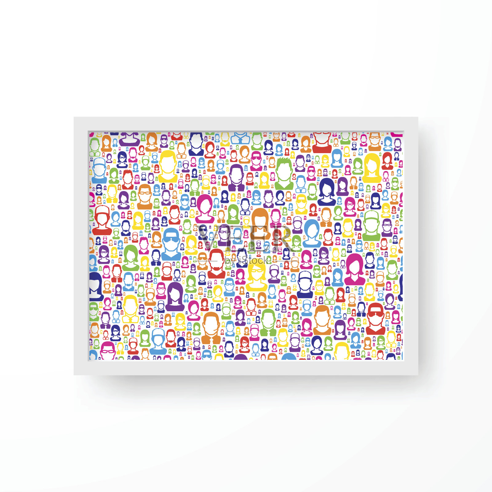 彩色人物边框（白色背景）插画图片素材