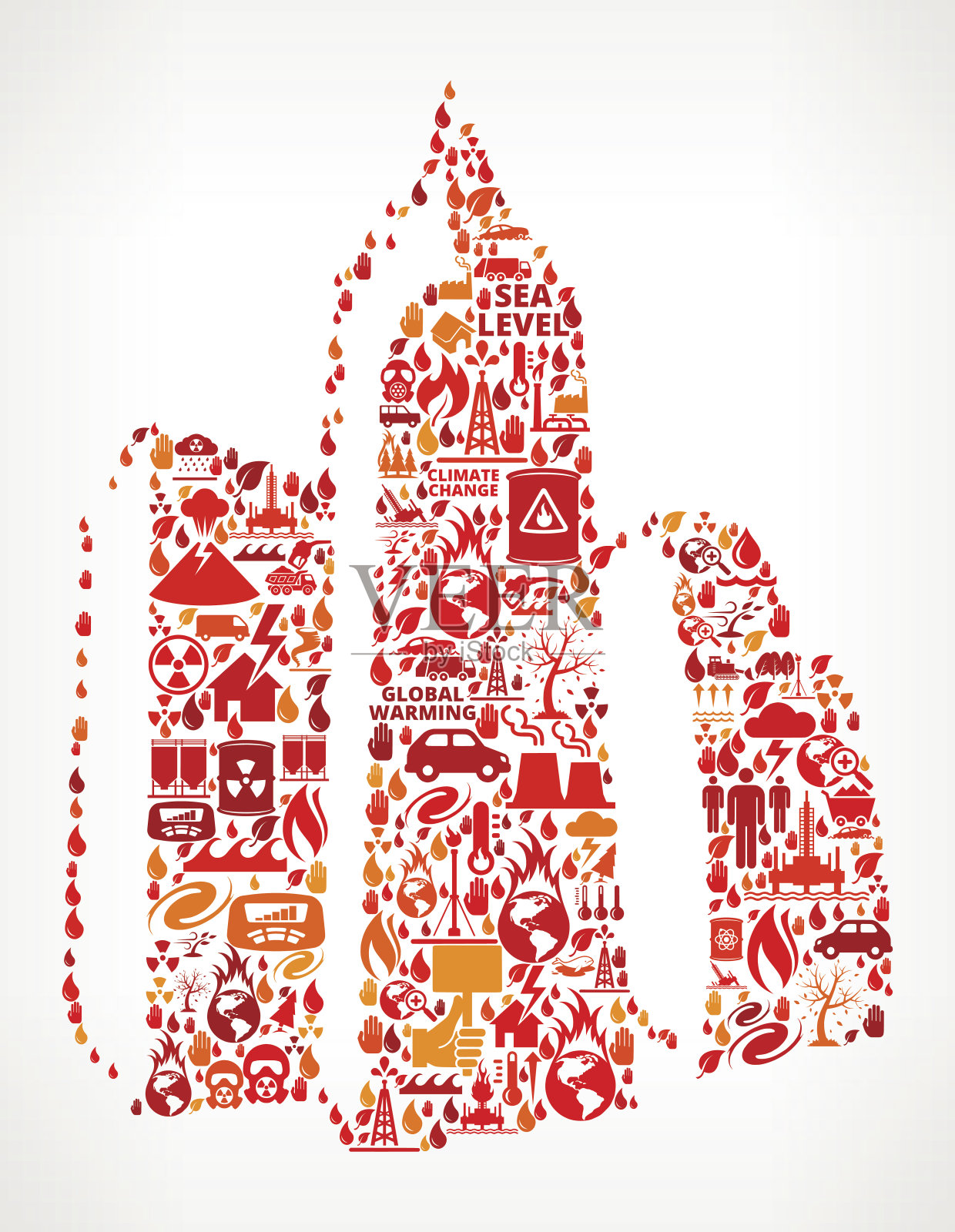 城市景观全球变暖气候变化矢量模式插画图片素材