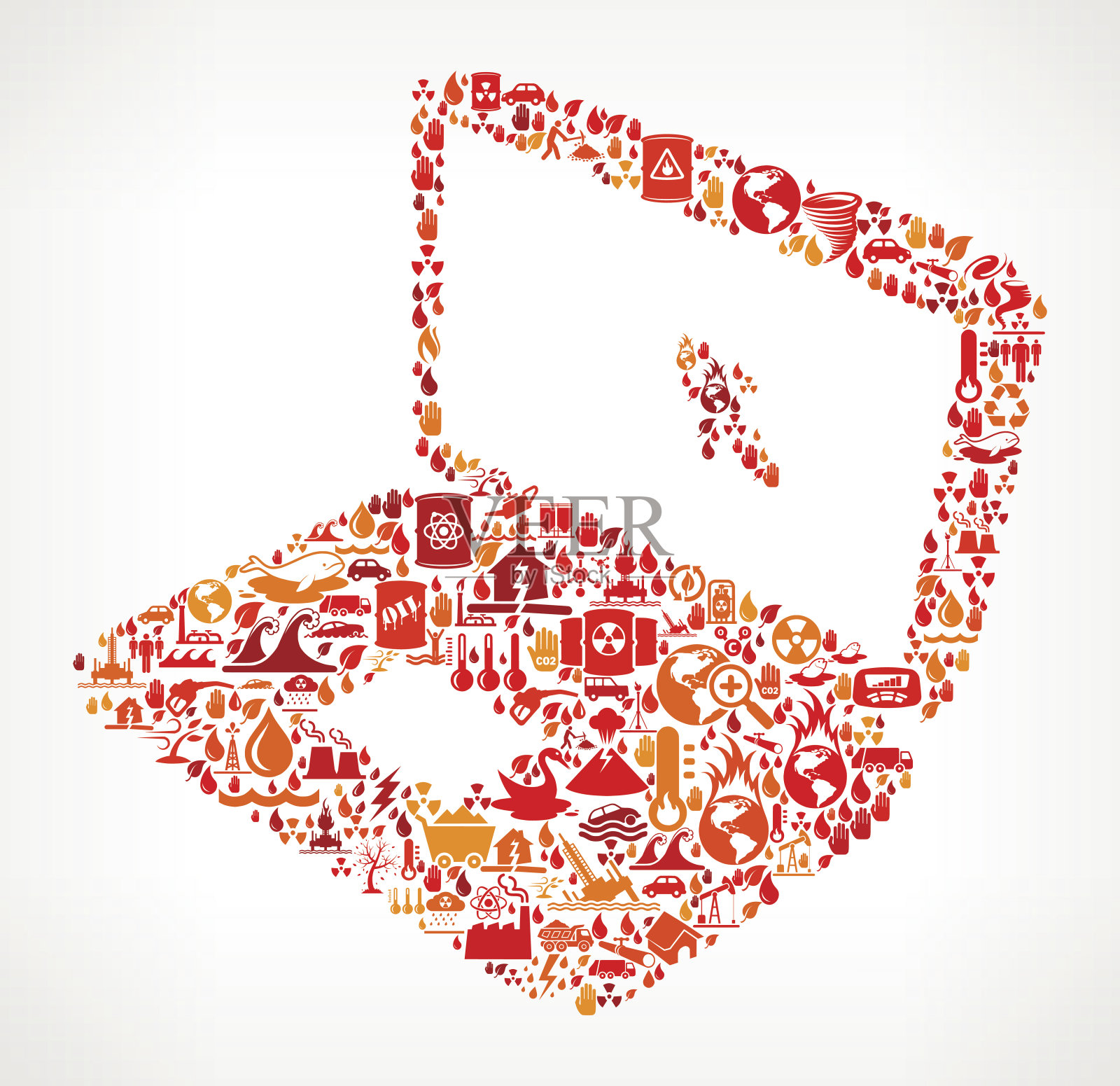 笔记本电脑全球变暖气候变化矢量模式插画图片素材