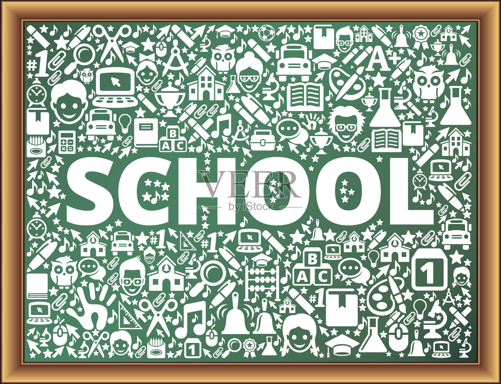 学校集会学校和教育矢量图标黑板插画图片素材