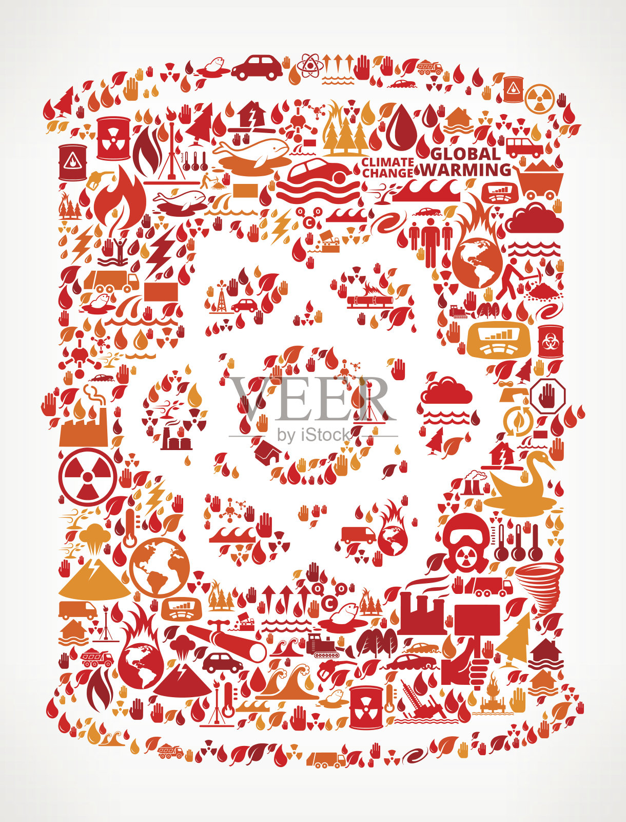 原子桶全球变暖气候变化矢量模式插画图片素材