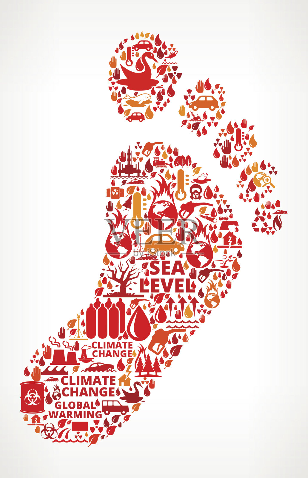 足迹全球变暖气候变化矢量模式插画图片素材